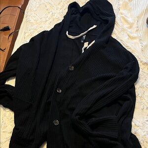 Torrid Black and White Hooded Cardigan